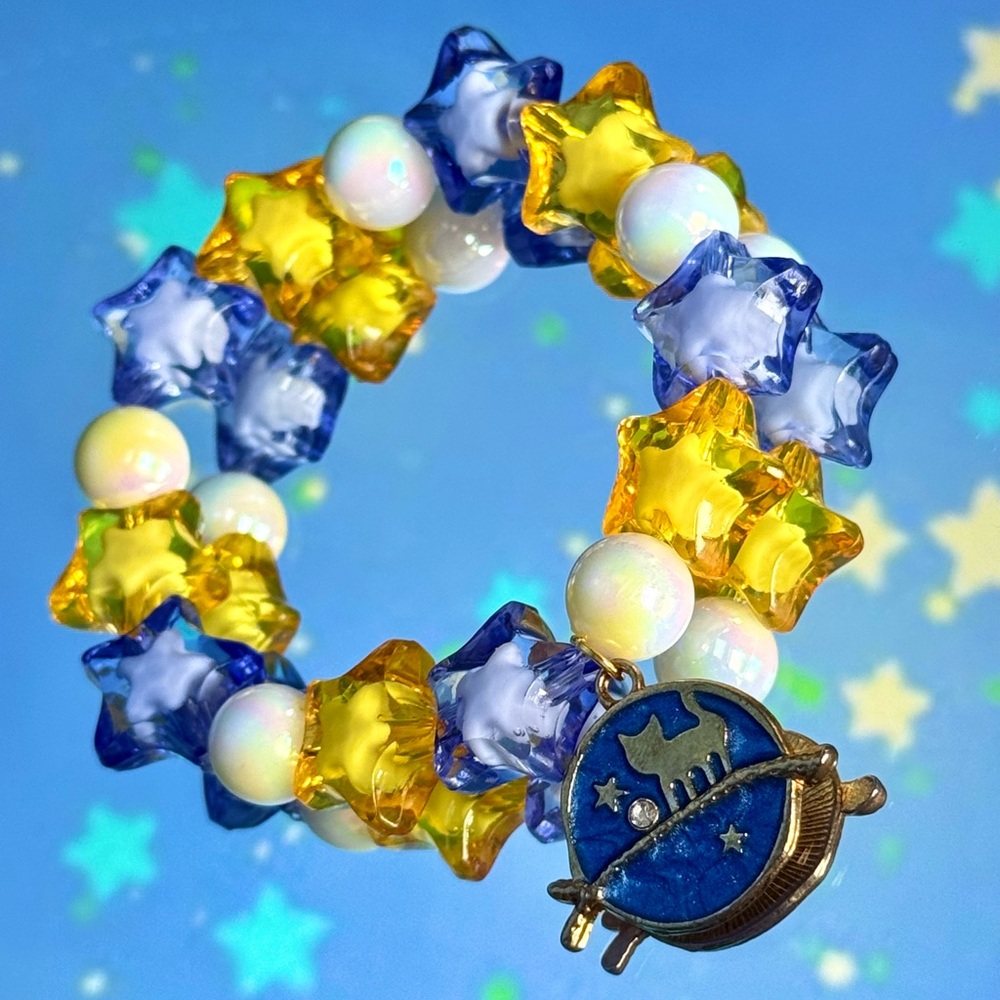 Celestial Bracelet with Blue & Yellow Beads
